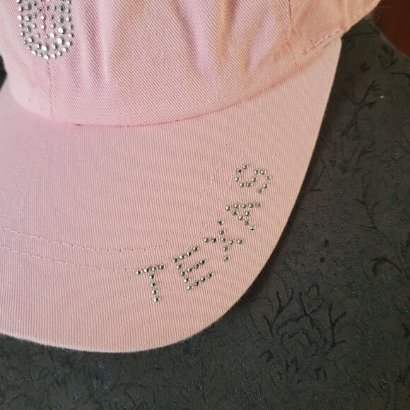 Pink Rhinestone Longhorn Adjustable Baseball Cap "Texas" By Cap Together - Picture 7 of 7